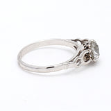 1.04 Carat Old European Cut Shape J-I2 Diamond 18 Karat White Gold Engagement Ring