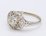1.50 Carat Old European Cut Shape J-SI2 Diamond Platinum Wedding Ring