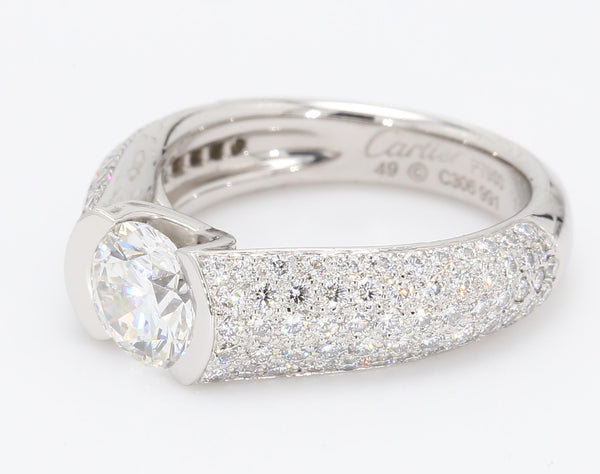 Cartier 1.02 Carat Round Brilliant Shape G-VS2 Diamond White Platinum Engagement Ring