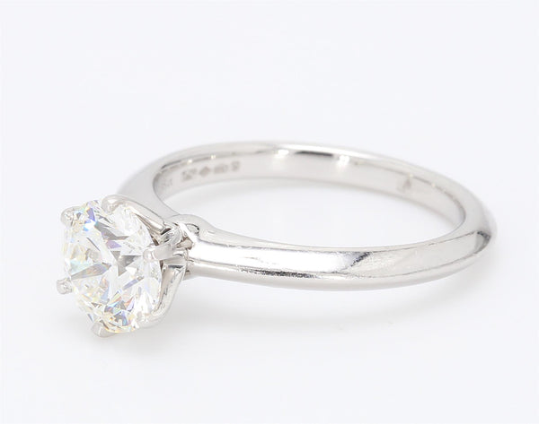 Tiffany and Co 1.35 Carat Round Brilliant Shape H-VS1 Diamond Platinum Engagement Ring