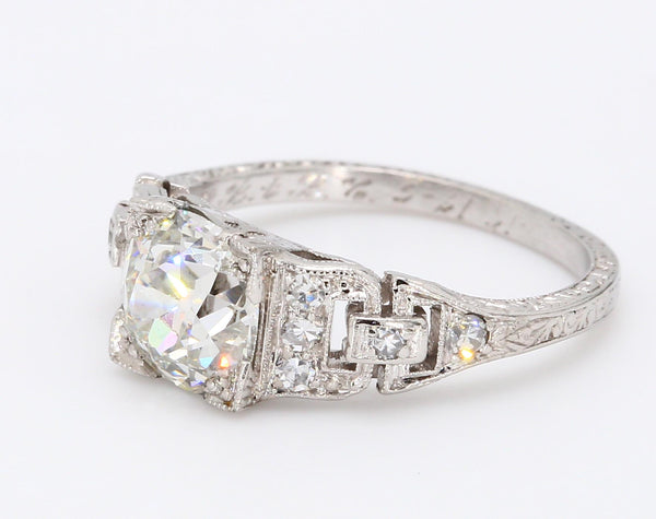 1.50 Carat Old European Cut Shape I-VS2 Diamond Gold Engagement Ring