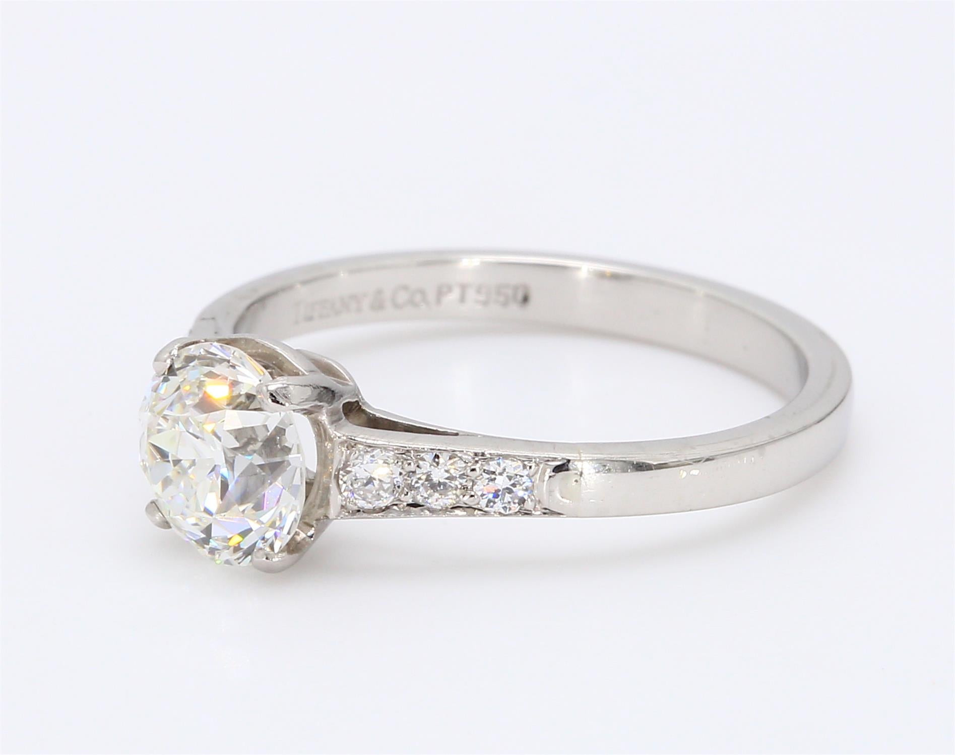 Tiffany and Co 1.25 Carat Circular Brilliant Cut Shape H-VVS1 Diamond Platinum Engagement Ring