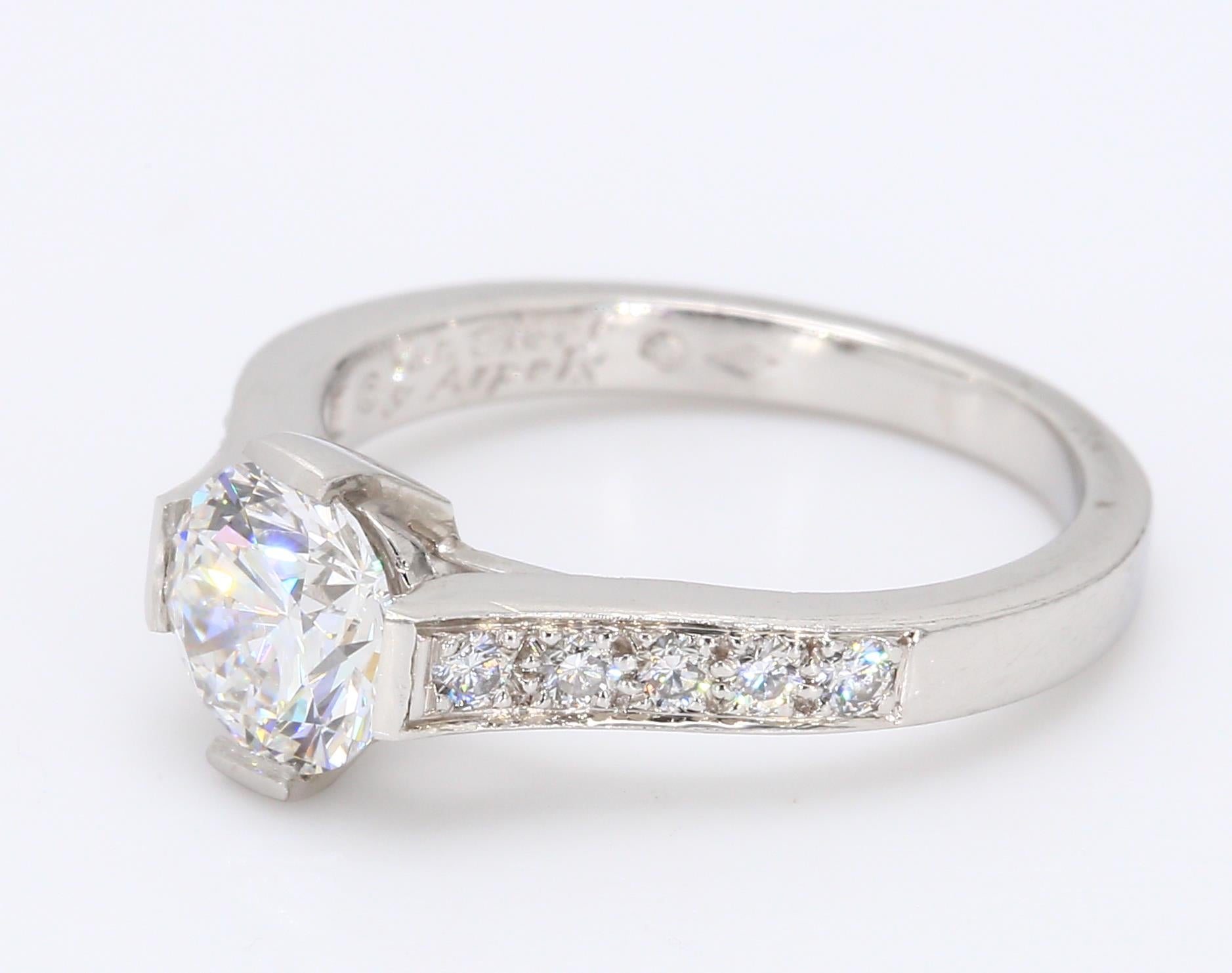 Van Cleef & Arpels 1.19 Carat Round Brilliant Shape D-VVS2 Diamond Platinum Engagement Ring