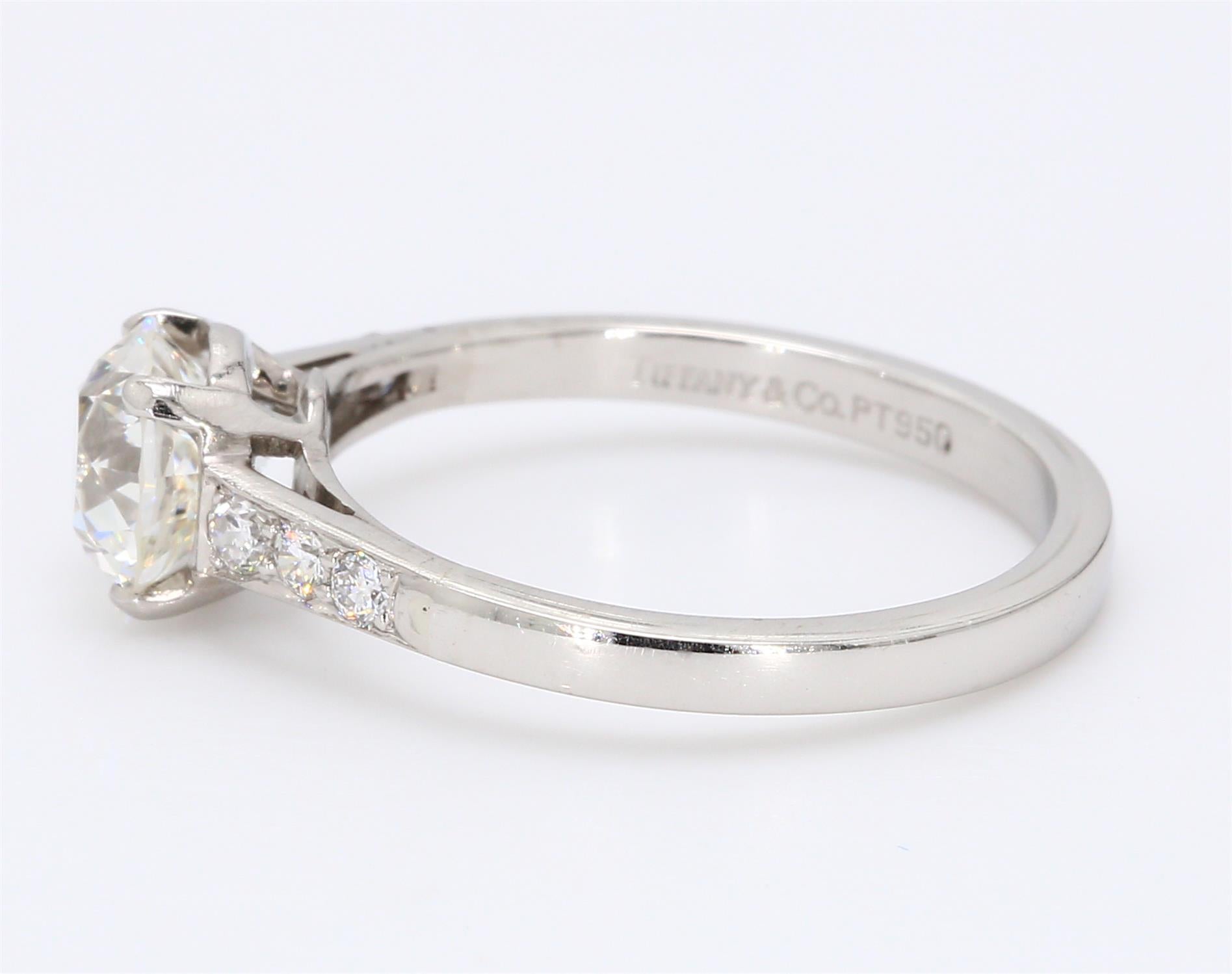 Tiffany and Co 1.25 Carat Circular Brilliant Cut Shape H-VVS1 Diamond Platinum Engagement Ring