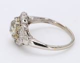 1.50 Carat Old European Cut Shape J-SI2 Diamond Platinum Wedding Ring