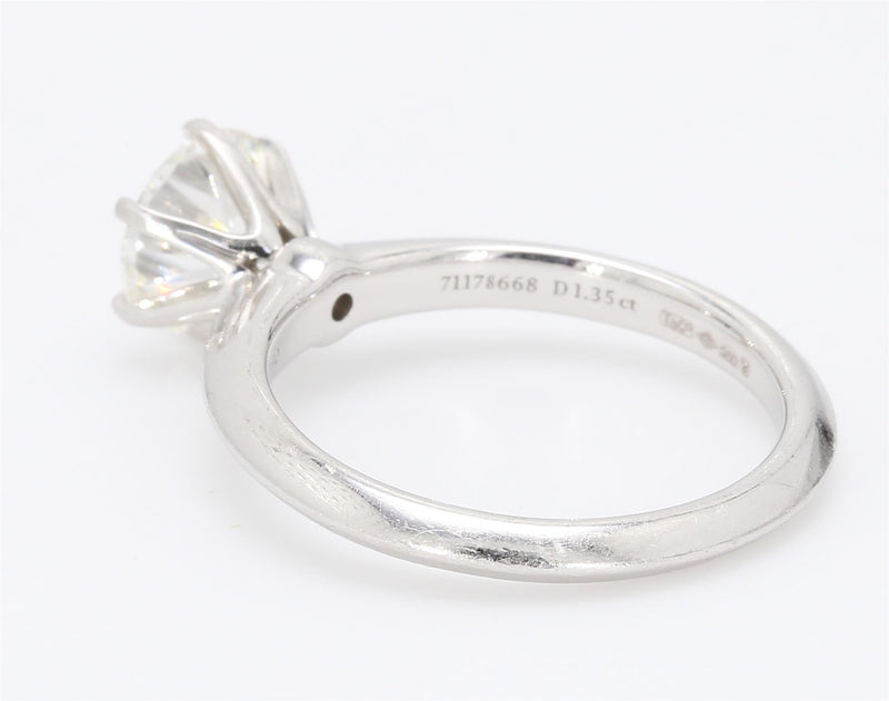 Tiffany and Co 1.35 Carat Round Brilliant Shape H-VS1 Diamond Platinum Engagement Ring