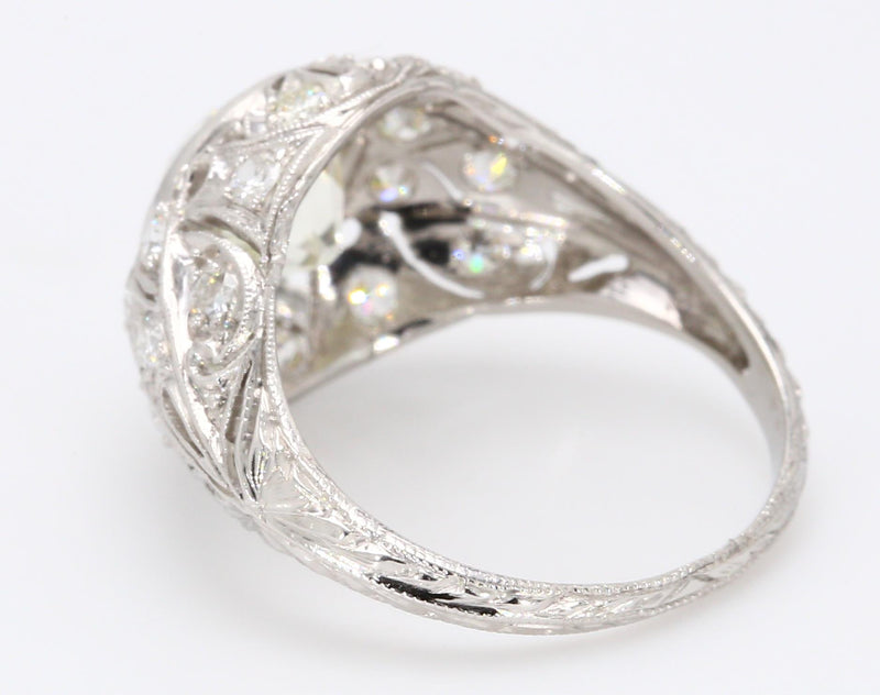 2.21 Carat M-VS1 Diamond Platinum Antique Wedding Ring