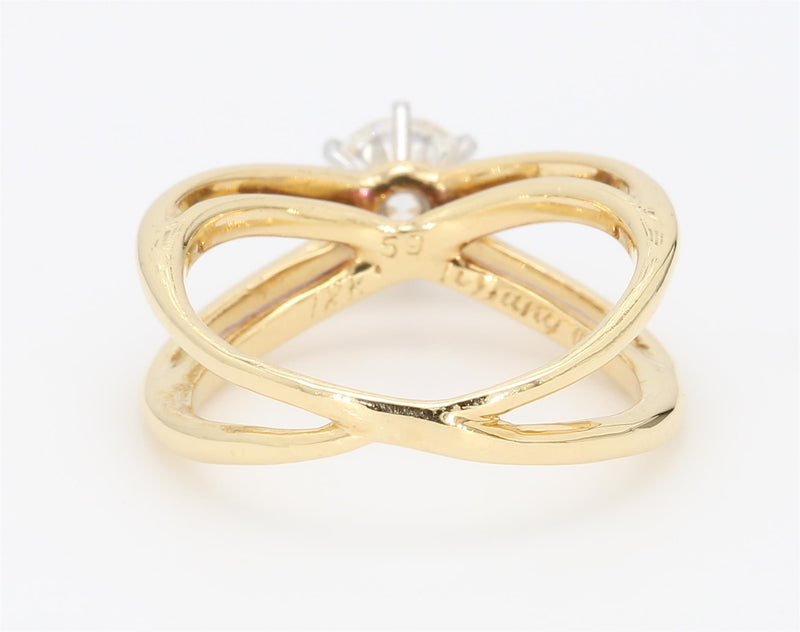 Tiffany and Co 0.59 Carat Round Brilliant Shape I-VS1 Diamond 18 Karat Yellow Platinum Ring