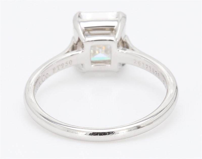 Tiffany and Co 2.43 Carat Emerald Shape G-VVS2 Diamond Platinum Engagement Ring