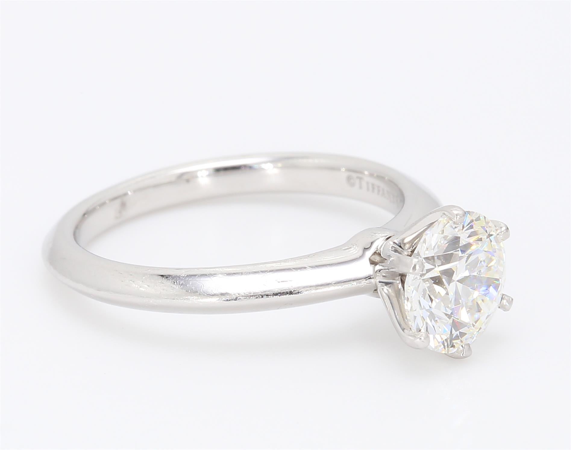 Tiffany and Co 1.35 Carat Round Brilliant Shape H-VS1 Diamond Platinum Engagement Ring
