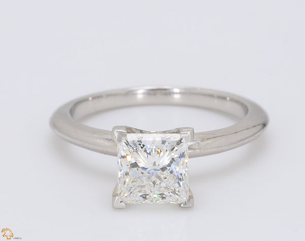 Tiffany and Co 1.58 Carat Princess Shape F-VVS1 Diamond Platinum Engagement Ring