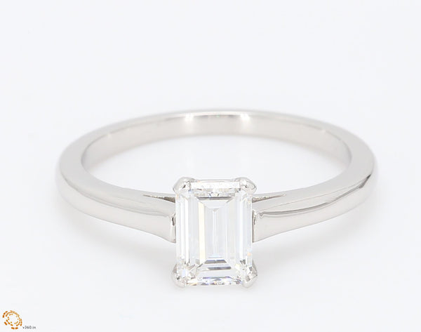 Tiffany and Co 0.56 Carat Emerald Shape E-VVS2 Diamond Platinum Engagement Ring