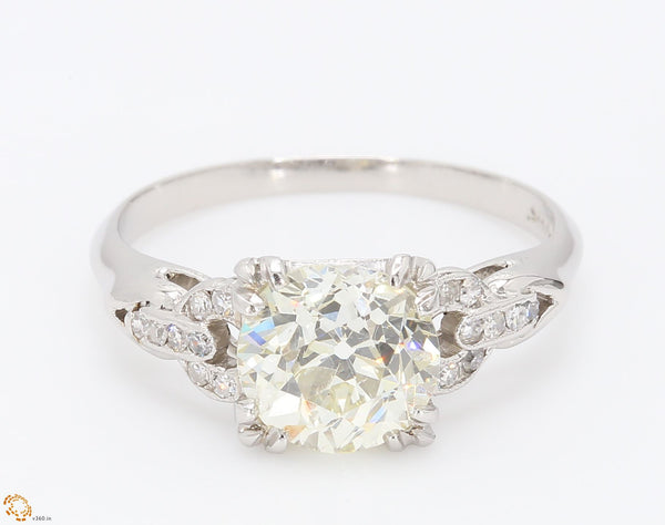 2.00 Carat Circular Brilliant Shape N-SI2 Diamond Platinum Engagement Ring